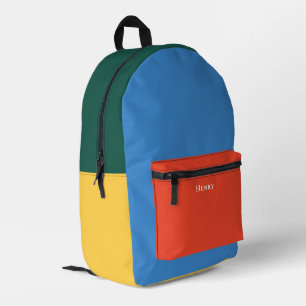 Colour Block Personalised with Name Printed Backpack