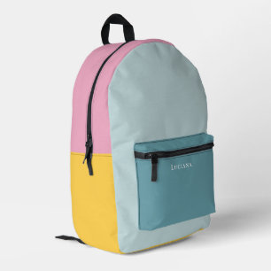 Colour Block Personalised with Name Printed Backpack