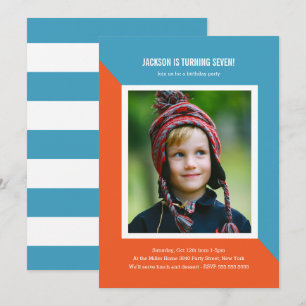 Colour Block Photo Kids Birthday Invitation