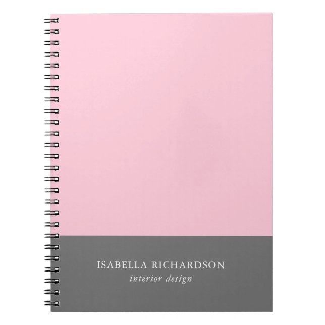 Colour Block Pink And Grey Elegant Notebook (Front)