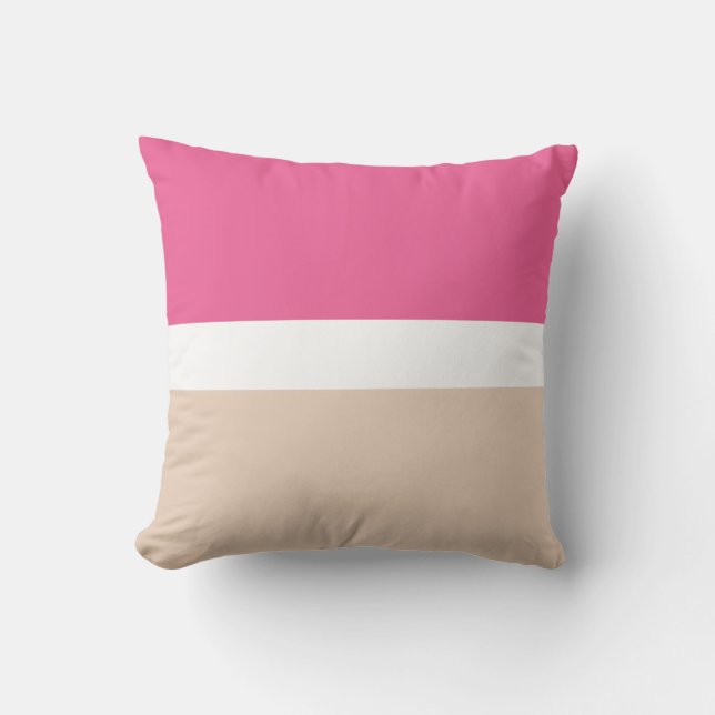 Colour Block Pink Beige Cushion (Front)