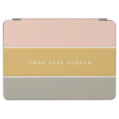 Colour Block Pink Gold Grey Stripe Monogram iPad Air Cover (Horizontal)