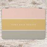 Colour Block Pink Gold Grey Stripe Monogram iPad Air Cover<br><div class="desc">A stylish colour block iPad case with 3 horizontal stripes in blush pink,  mustard gold and grey in a modern minimalist design style. The text can easily be customised with your name  for the perfectly personalised gift or accessory!</div>