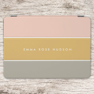 Colour Block Pink Gold Grey Stripe Monogram iPad Air Cover