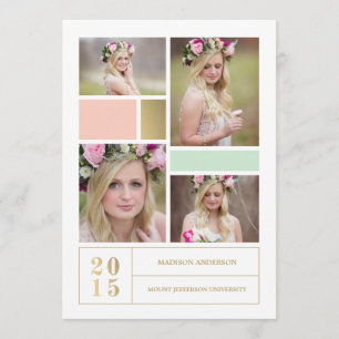 Colour Block Pink & Mint    Graduation Invitation