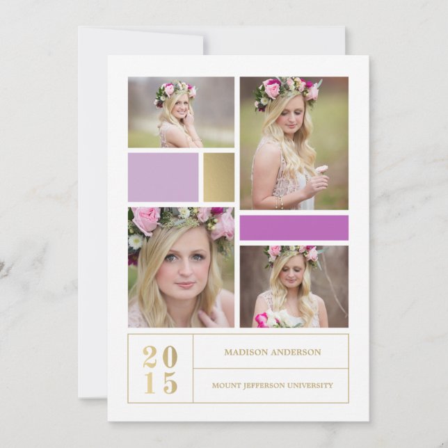 Colour Block Purple  | Graduation Invitation (Front)