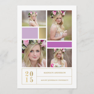Colour Block Purple    Graduation Invitation