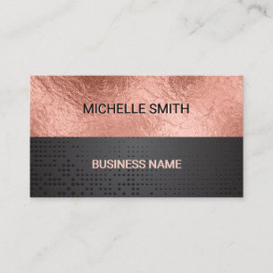 Colour Block   Rose Gold Foil Black Metallic Business Card