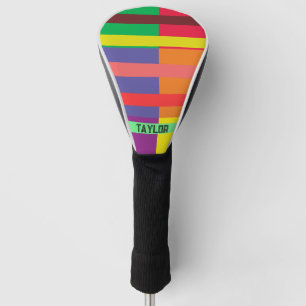 Colour block Stripe Monogram Name Rainbow Golf Head Cover