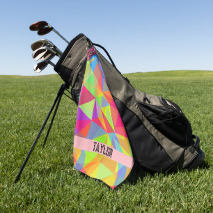 Colour block Stripe Monogram Name Rainbow Golf Towel