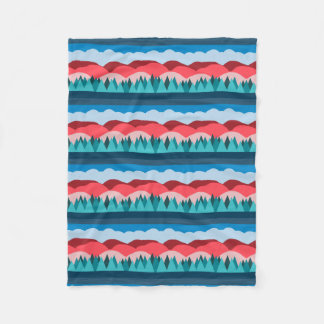 Colour Block Striped Landscape Design Cool Tones Fleece Blanket