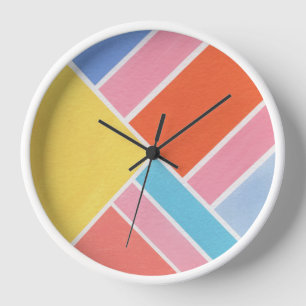 Colour Block Summer Shapes Throw Pillow Clock