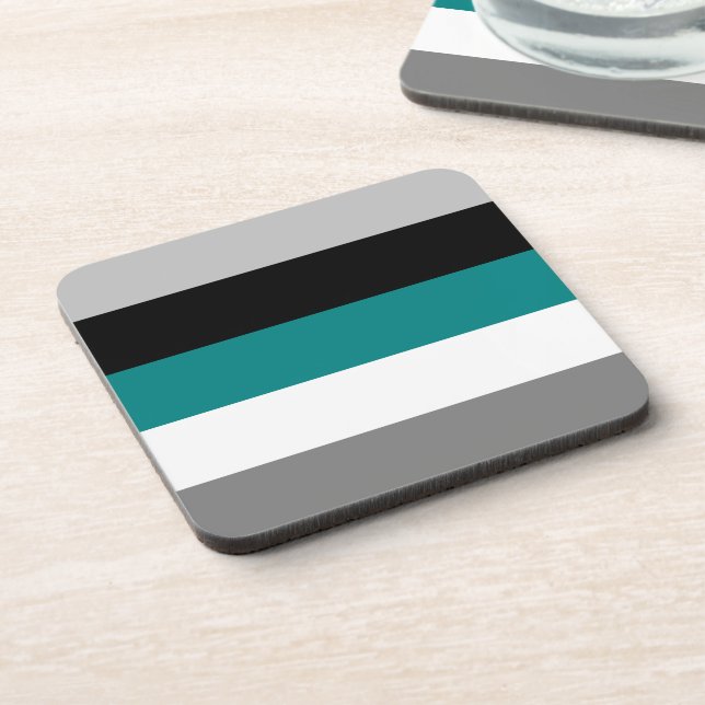 Colour Block Teal Blue Grey Black Coaster (Left Side)