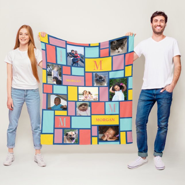 Colour Block Tropical Sea Modern Chic 10 Photo Fleece Blanket (In Situ)