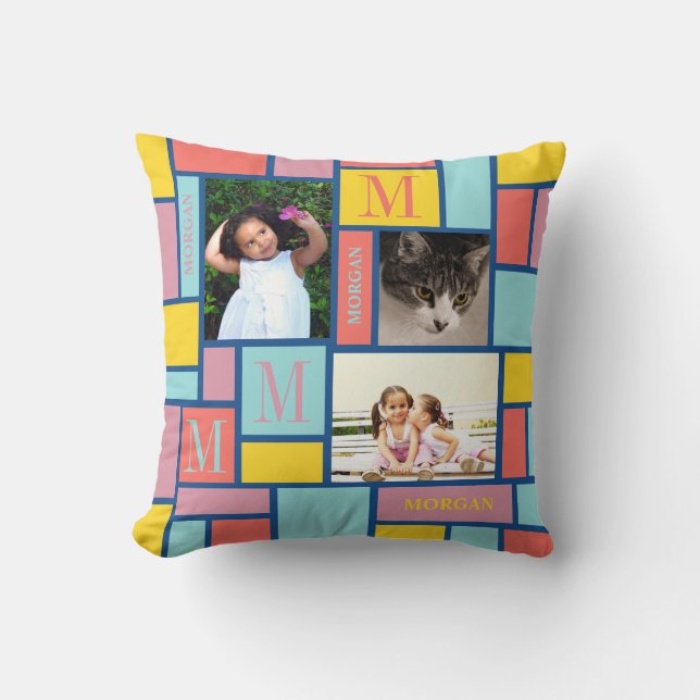 Colour Block Tropical Sea Modern Chic 3 Photo Cushion (Front)