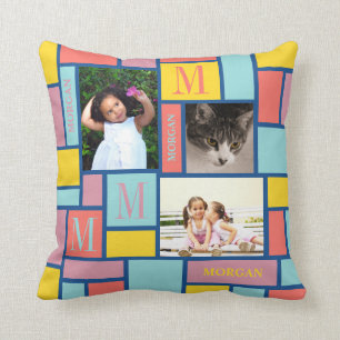 Colour Block Tropical Sea Modern Chic 3 Photo Cushion