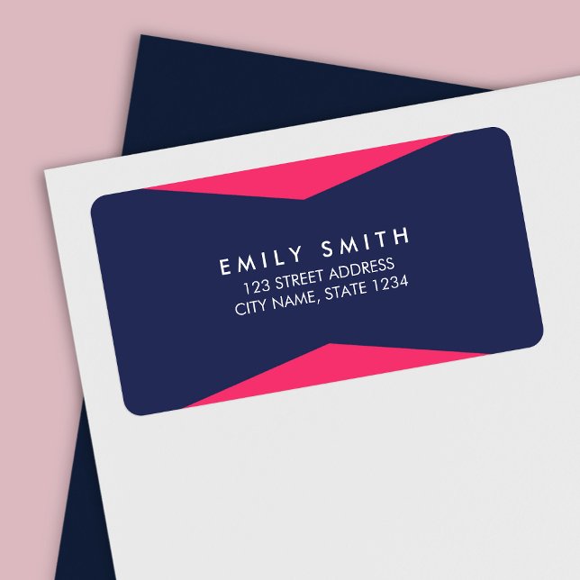Colour Block Vibrant Pink Blue Modern Address Label (Creator Uploaded)
