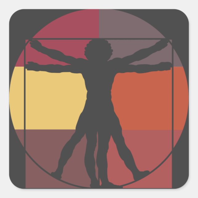 Colour Block Vitruvian Man Square Sticker (Front)