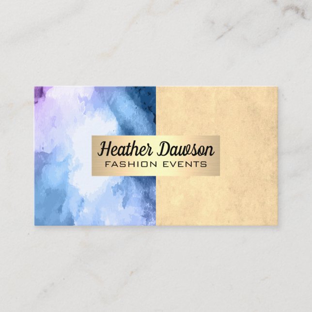 Colour Block | Watercolor | Gold Metallic Business Card (Front)