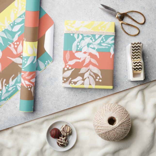 Colour Block Watercolor Wreath Pattern Wrapping Paper (Crafts)