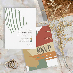 Colour Block Wedding Autumn ID740 RSVP Card