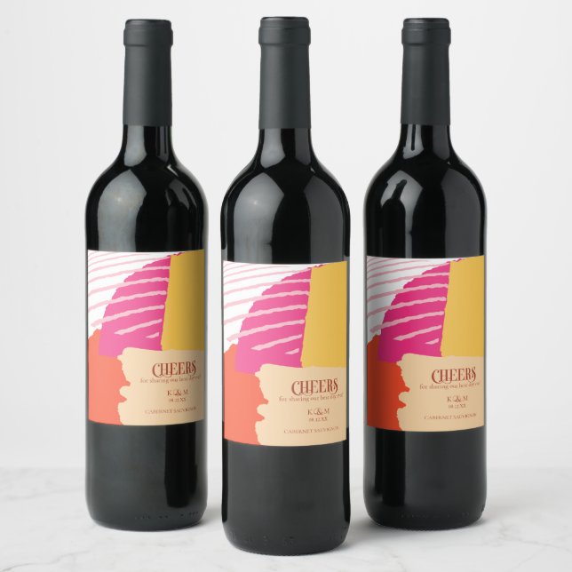 Colour Block Wedding Cheers Summer ID740 Wine Label (Bottles)