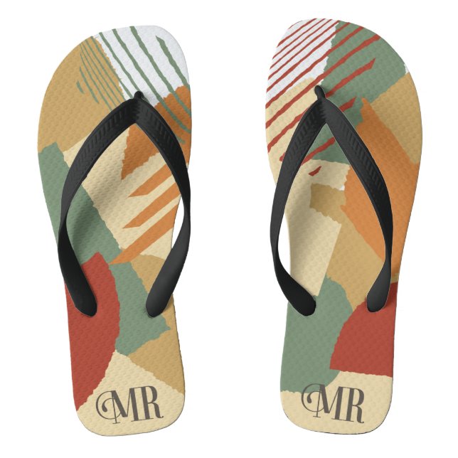 Colour Block Wedding Mr Groom Autumn ID740 Flip Flops (Footbed)