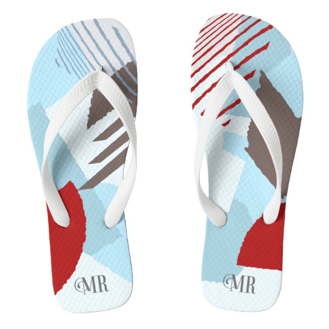 Colour Block Wedding Mr Groom Winter ID740 Flip Flops (Footbed)