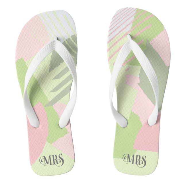 Colour Block Wedding Mrs Bride Spring ID740 Flip Flops (Footbed)