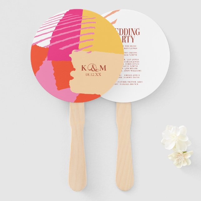 Colour Block Wedding Party Summer ID740 Hand Fan (Front and Back)