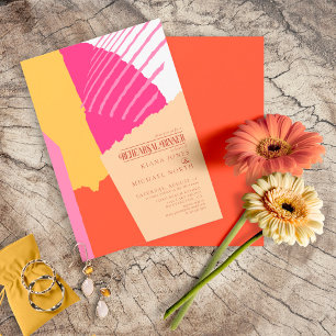 Colour Block Wedding Rehearsal Dinner Summer ID740 Invitation