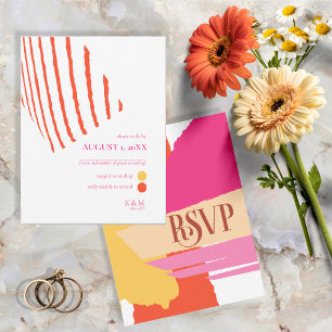 Colour Block Wedding Summer ID740 RSVP Card
