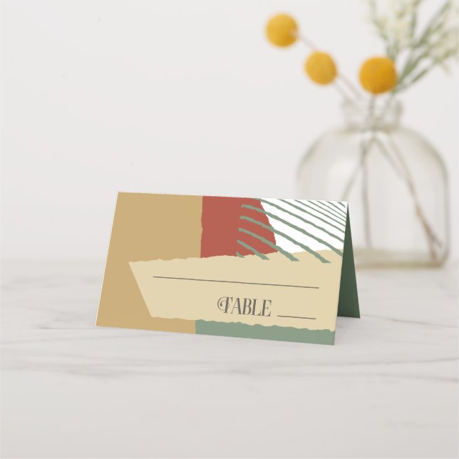 Colour Block Wedding Table Autumn ID740 Place Card (Front)