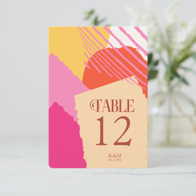 Colour Block Wedding Table Numbers Summer ID740 (Standing Front)