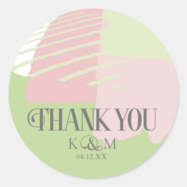 Colour Block Wedding Thank You Spring ID740 Classic Round Sticker (Front)