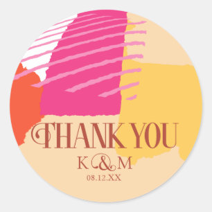 Colour Block Wedding Thank You Summer ID740 Classic Round Sticker