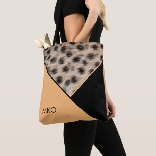 Colour Block with Animal Print Tote Bag