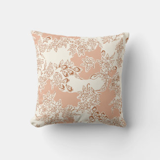 Colour-Blocked Doodle Floral Cushion