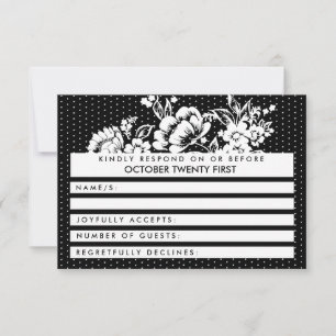 Colour Blocking Mod Polka Dots RSVP Wedding Card