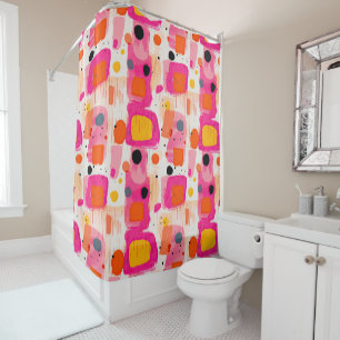 Colour Blocks Abstract Pattern Bohemian Shower Curtain