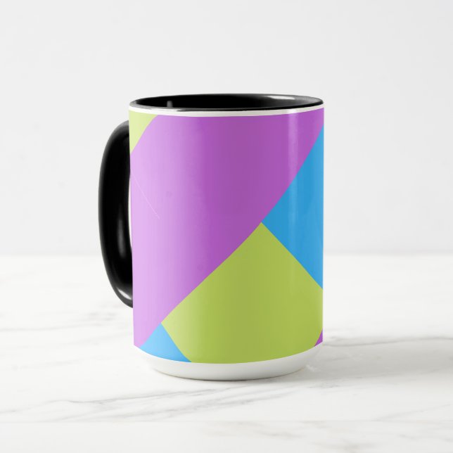 Colour Blocks Green Purple Blue Mug (Front Left)