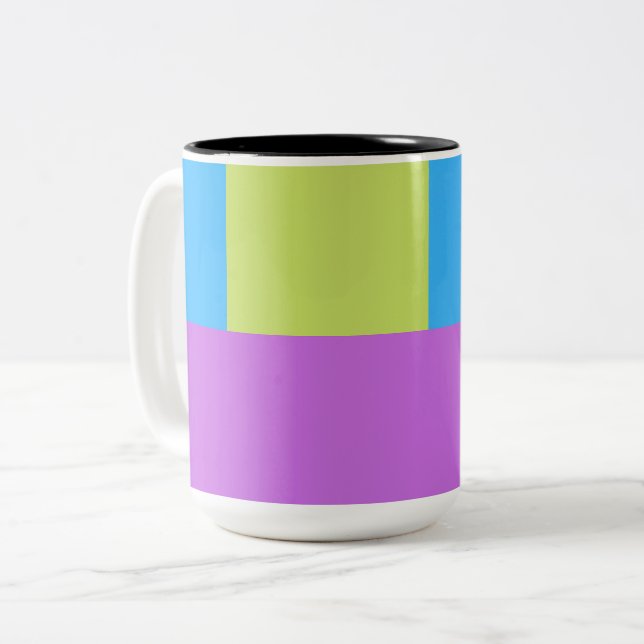 Colour Blocks Green Purple Blue Two-Tone Coffee Mug (Front Left)