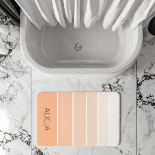 Colour Blocks Peach Fuzz Elegant Name Bath Mat