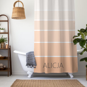 Colour Blocks Peach Fuzz   Elegant Name Shower Curtain