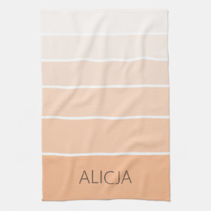 Colour Blocks Peach Fuzz   Elegant Name Tea Towel