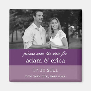 Colour Blocks Save The Date Magnet (Purple)