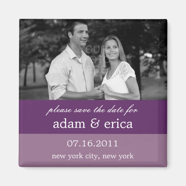Colour Blocks Save The Date Magnet (Purple) (Front)