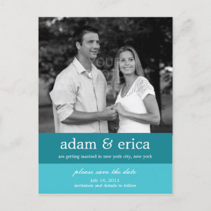 Colour Blocks Save The Date Postcard (Turquoise)