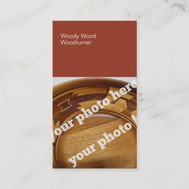 Colour Blocks Woodturning Custom Photo Business Card (Front)