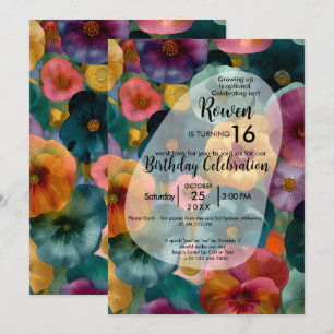 Colour Bloom Colourful Flower Design Invitation